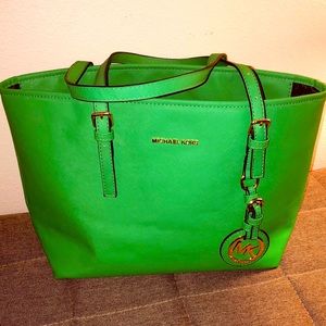Michael Kore Soffiano Leather Jet Set Travel Tote